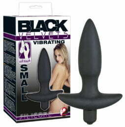 black-velvet-anal-plugg-vibration-silicon-small-liten